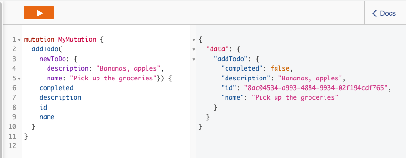GraphQL mutation to add a ToDo item 