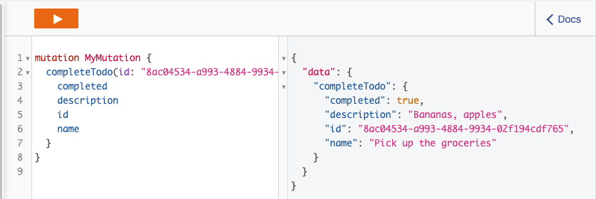 GraphQL mutation to complete a ToDo item 