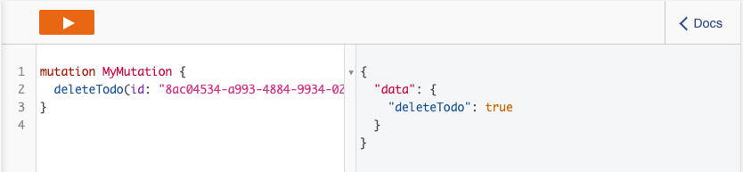 GraphQL mutation to delete a ToDo item